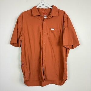 Topo Designs Button Down Top Mens XL Burnt Orange Short Sleeve Utility Snap